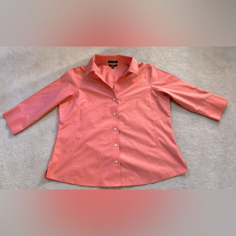 Foxcroft women's cantaloupe color blouse. “Non-ironed, shaped fit”